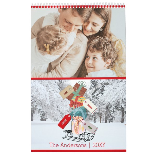 Modern White Red-julkalender Kalender (Omslag)