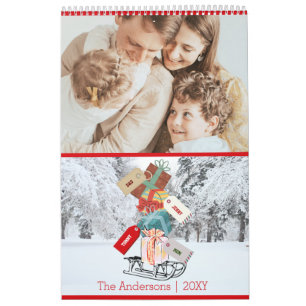 Modern White Red-julkalender Kalender