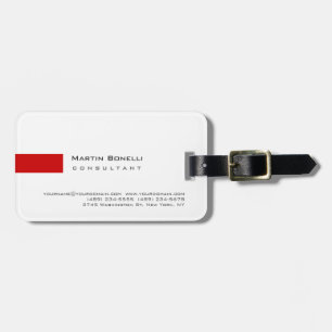 Modern White Red Simple Bagagebricka