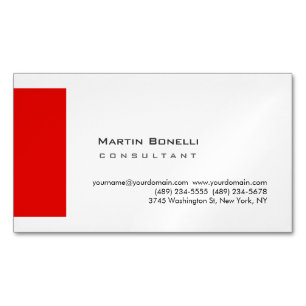 Modern White Red Simple Premium Pearl Magnetiska Visitkort
