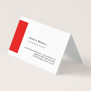 Modern White Red Simple Premium Pearl Visitkort