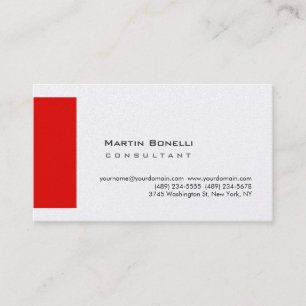 Modern White Red Simple Visitkort