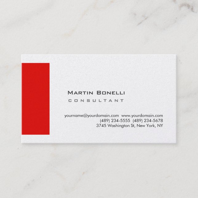 Modern White Red Simple Visitkort (Framsida)