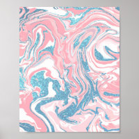 Modern White Rosa Blue Glitter Marble