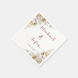 Modern White & Rosa Bröllop Napkins Pappersservett