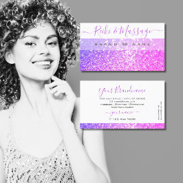 Modern White Rosa Lila Gnistra Glitter Shimmery Visitkort