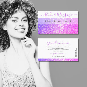 Modern White Rosa Lila Gnistra Glitter Shimmery Visitkort