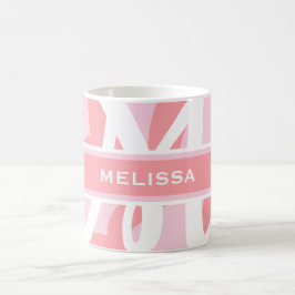 Modern White Rosa Peach Monogram Personalize Girly Kaffemugg
