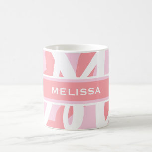 Modern White Rosa Peach Monogram Personalize Girly Kaffemugg