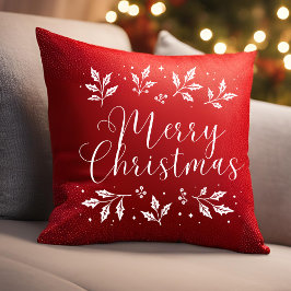 Modern White Script God jul Dekorativ kudde