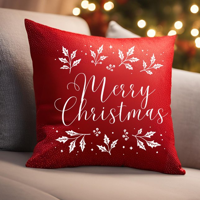 Modern White Script God jul Dekorativ kudde (Skapare uppladdad)