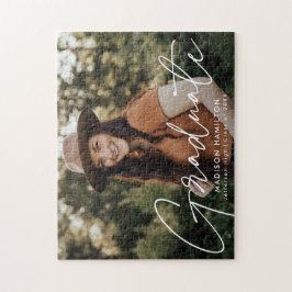 Modern White Script Photo Studenten Pussel