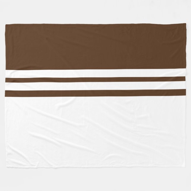 Modern White Tävla Rand Cocoa Färg Block Fleecefilt (Framsidan (Horisontell))