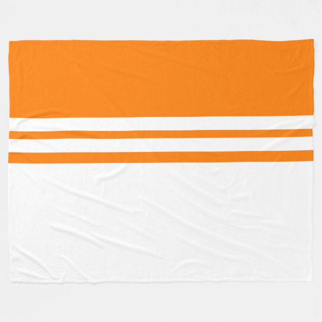 Modern White Tävla Rand Tangerine Färg Block Fleecefilt (Framsidan (Horisontell))