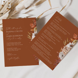 Modern White Terracotta Flowers Boho Fall Wedding Inbjudningar