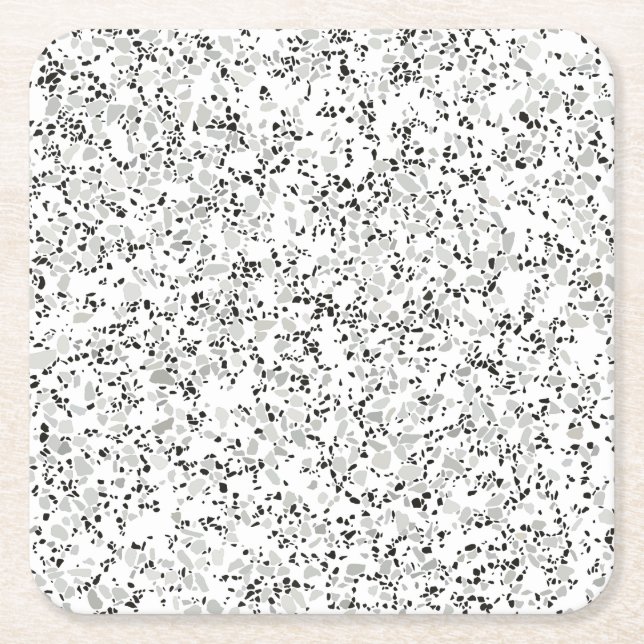 Modern White Terrazzo Underlägg Papper Kvadrat (Framsidan)