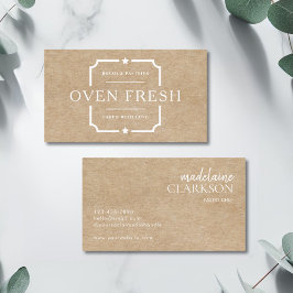 Modern White Text Kraft Pastry Chef Bakery Visitkort