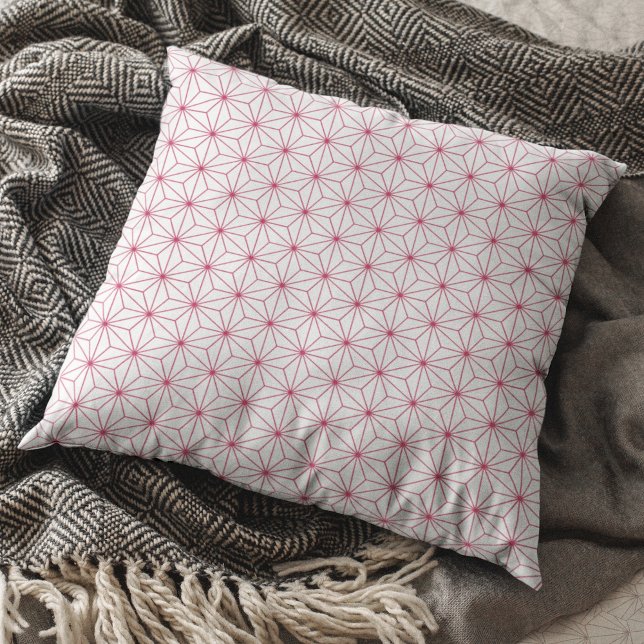Modern White Viva Magenta Geometric Japanska Kudde (Skapare uppladdad)