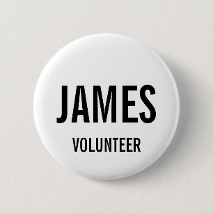 Modern White Volunteer Namn-knapp Knapp