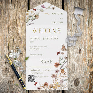 Modern White WildblomBouquet QR-kod