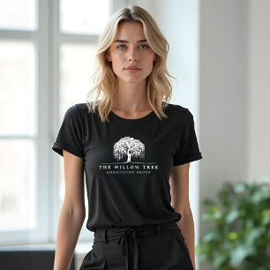 Modern White Willow Träd Logotyp T Shirt