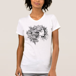 Modern White Women T-Shirt - En flicka med blomma