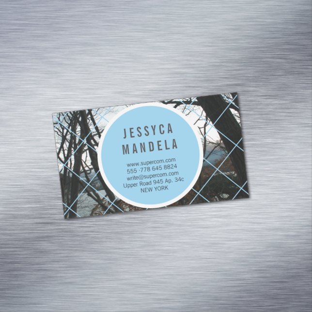 Modern White Wood Magnetiska Visitkort (In Situ)