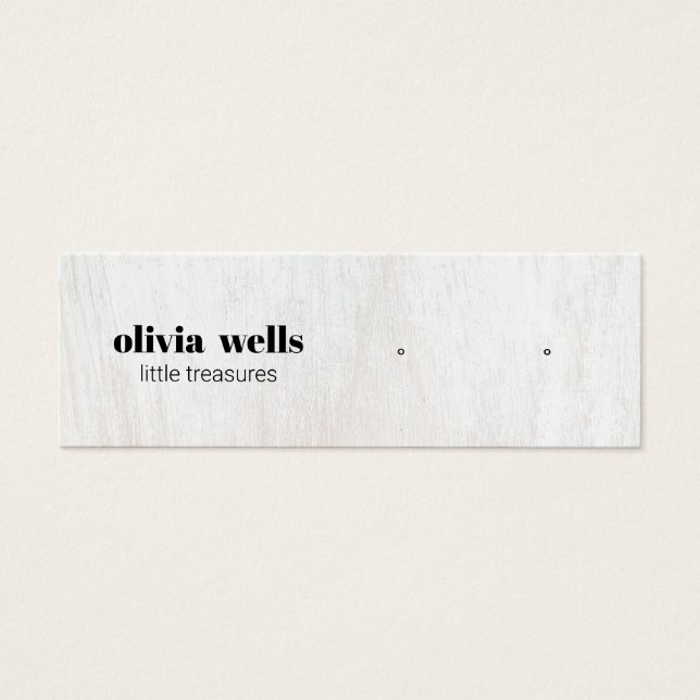 Modern White Wood Stud Earring Visning Card Litet Visitkort (Framsidan)