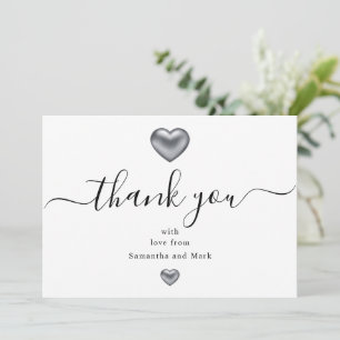 Modern WhiteWedding Silver Heart Inbjudningar
