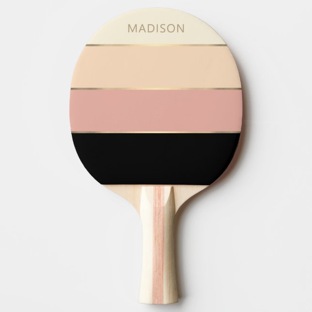 Modern Wide Rand Guld Monogram Namn Girly Pingisracket (Framsidan)