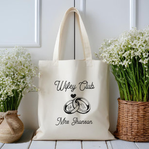 Modern Wifey Club Mrs Tote Bag, Smekmånad Wifey Tygkasse