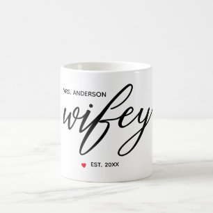Modern "Wifey"-kalligrafi som inrättades år Kaffemugg