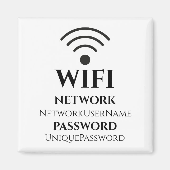 Modern WiFi-nätverk och lösenord Magnet (Framsidan)