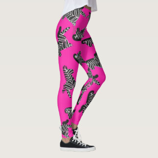 Modern wild pink zebra leggings