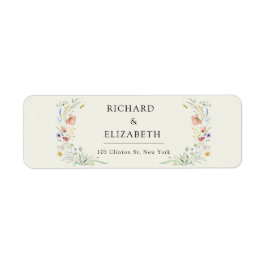 Modern Wildblomal Minimal Elegant bröllop Returadress Etikett