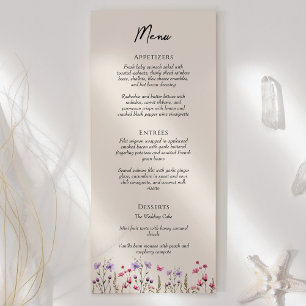 Modern WildblomBeige Bröllop Flat Meny