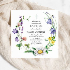 Modern WildblomBoho Baptism Inbjudningar