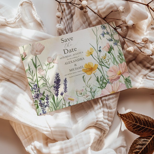 Modern WildblomBröllop Spara Datumet (Skapare uppladdad)