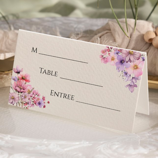 Modern Wildblomige Bröllop-platskort Placeringskort (Skapare uppladdad)