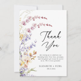 Modern Wildblomma Baby Shower Tack Kort