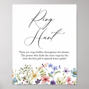 Modern Wildblomma Blommigt Ring Hunt Möhippa Poster