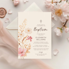 Modern Wildblomma | Botaniska trädgården Baptism Inbjudningar