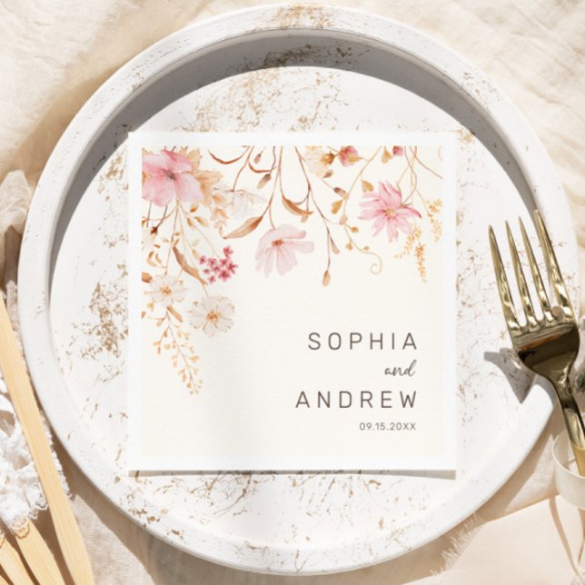 Modern Wildblomma | Botaniskt trädgårdsbröllop Pappersservett (Skapare uppladdad)