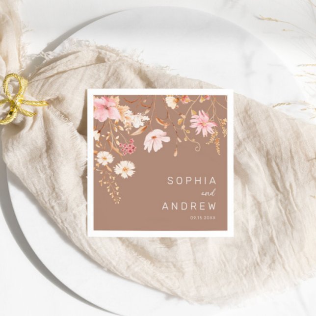Modern Wildblomma | Botaniskt trädgårdsbröllop Pappersservett (Skapare uppladdad)