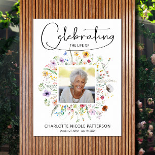 Modern Wildblomma Firande i Life Funeral Poster
