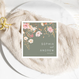 Modern Wildblomma | Sage Grönt Garden Wedding Wedd Pappersservett