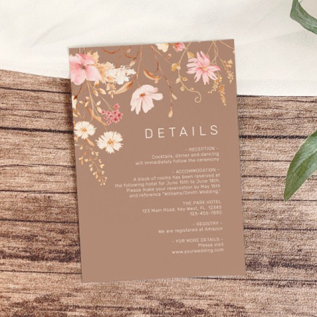 Modern Wildblomma | Uppgifter om Botaniskt Bröllop Tilläggskort (Skapare uppladdad)