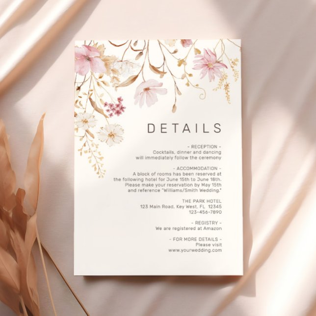 Modern Wildblomma | Uppgifter om Botaniskt Bröllop Tilläggskort (Skapare uppladdad)