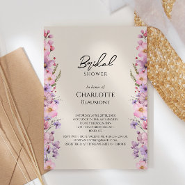 Modern WildblommBeige Bröllop Möhippa Inbjudningar