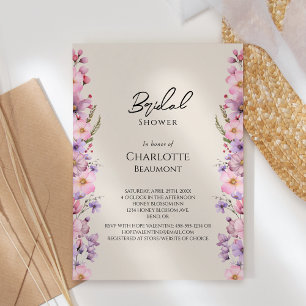 Modern WildblommBeige Bröllop Möhippa Inbjudningar